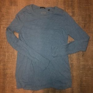 Distressed robins egg blue long sleeve tee